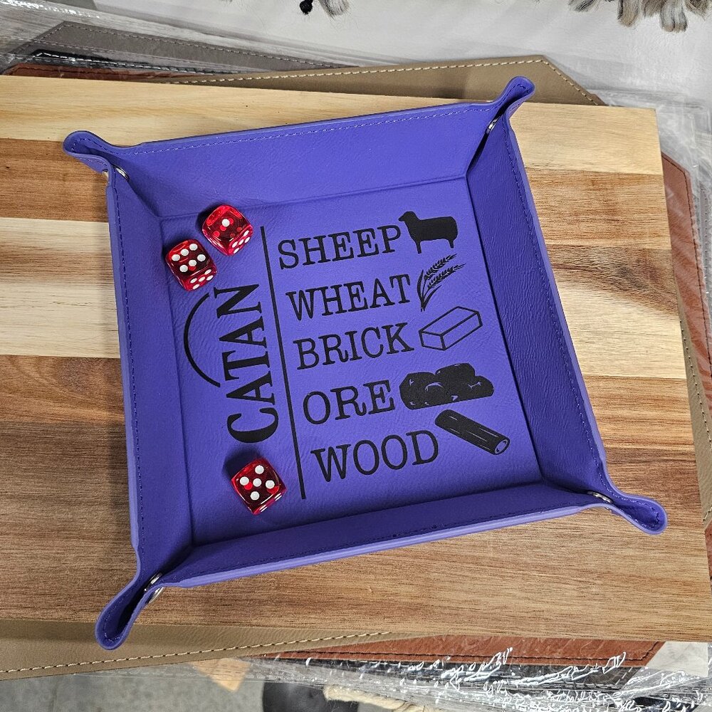 🎲 CATAN Leatherette Dice Tray | 6” x 6” 🎲